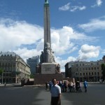 Freedom Monument holds 3 stars in her hand symbolizing 3 latvian regions