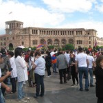 Peoples of Armenia gathered  near Parliament on the victory day on 8th May 2018